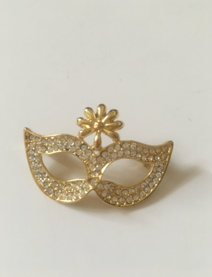Fashion Jewelry brož zlatá maska s kamínky 175952