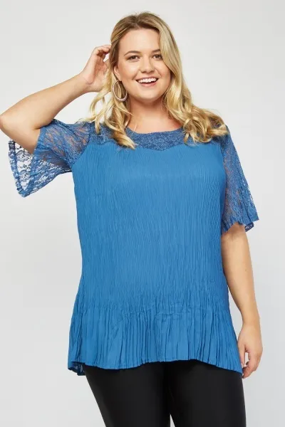 Halenka F.D. Joseph plisovaná modrá vel. XL