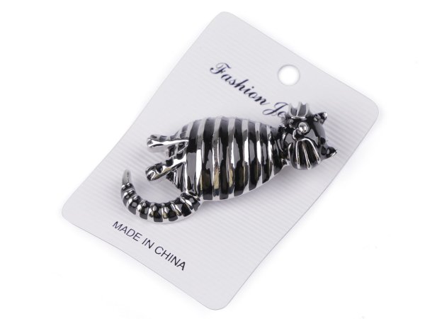 Fashion Jewelry brož kočka černá s pruhy 133547