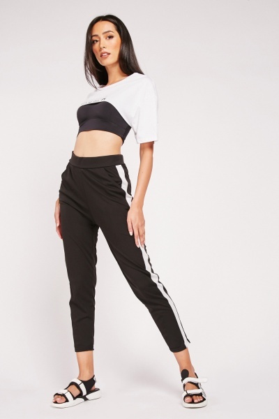 Kalhoty Cherry Koko s pruhy černé vel. S