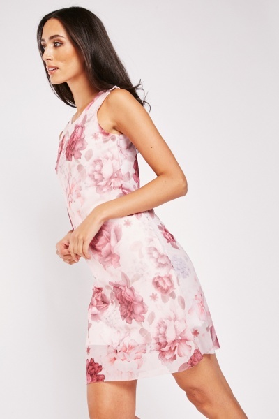 Šaty Refka růžové s květinami vel. S, M