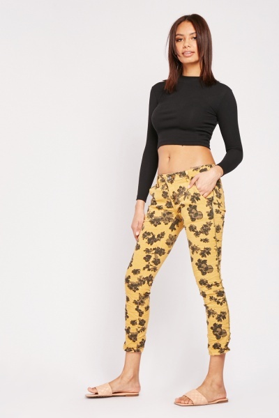 Džíny Place du Jour hořčicové se vzorem vel. 38, 40