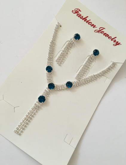 Fashion Jewelry souprava štrasová tyrkysová 8-bn430