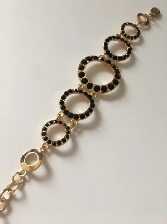 Fashion Jewelry náramek s černými kamínky 2-bn065