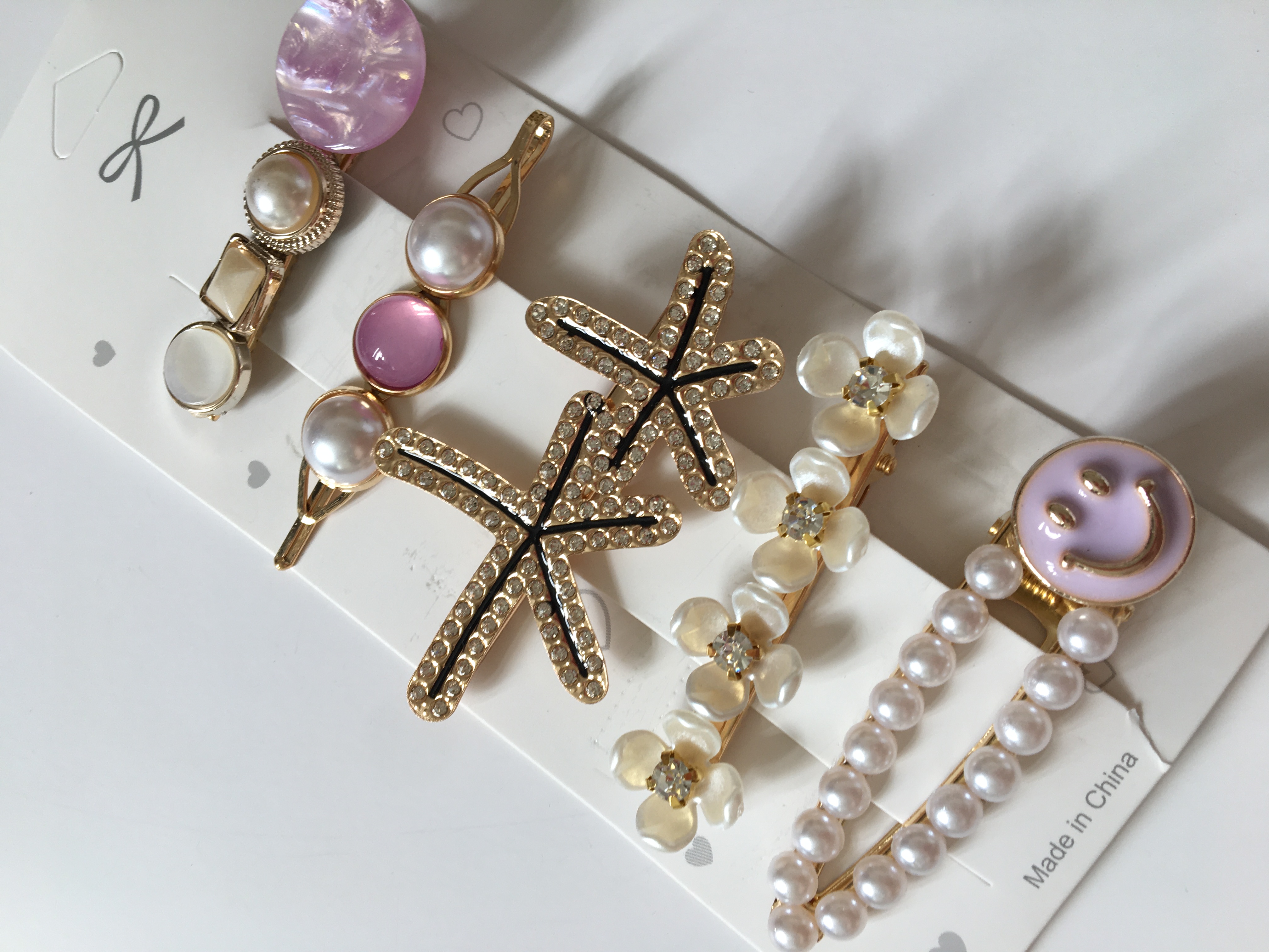 Sponky do vlasů 5 ks bílé a fialové 