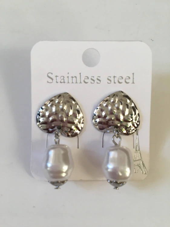 Fashion Jewelry ocelové náušnice s perlami 4-e174