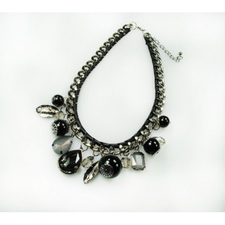 Fashion Jewelry náhrdelník kovový černo-stříbrný 1-a315