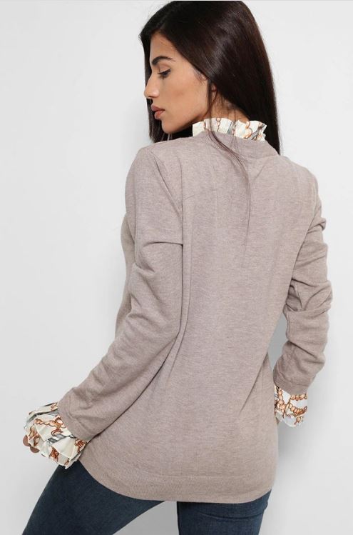 Svetr Laetitia MEM šedo-hnědý uni