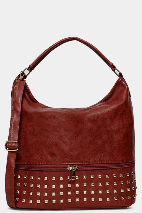 Kabelka Brown se cvočky a zipem