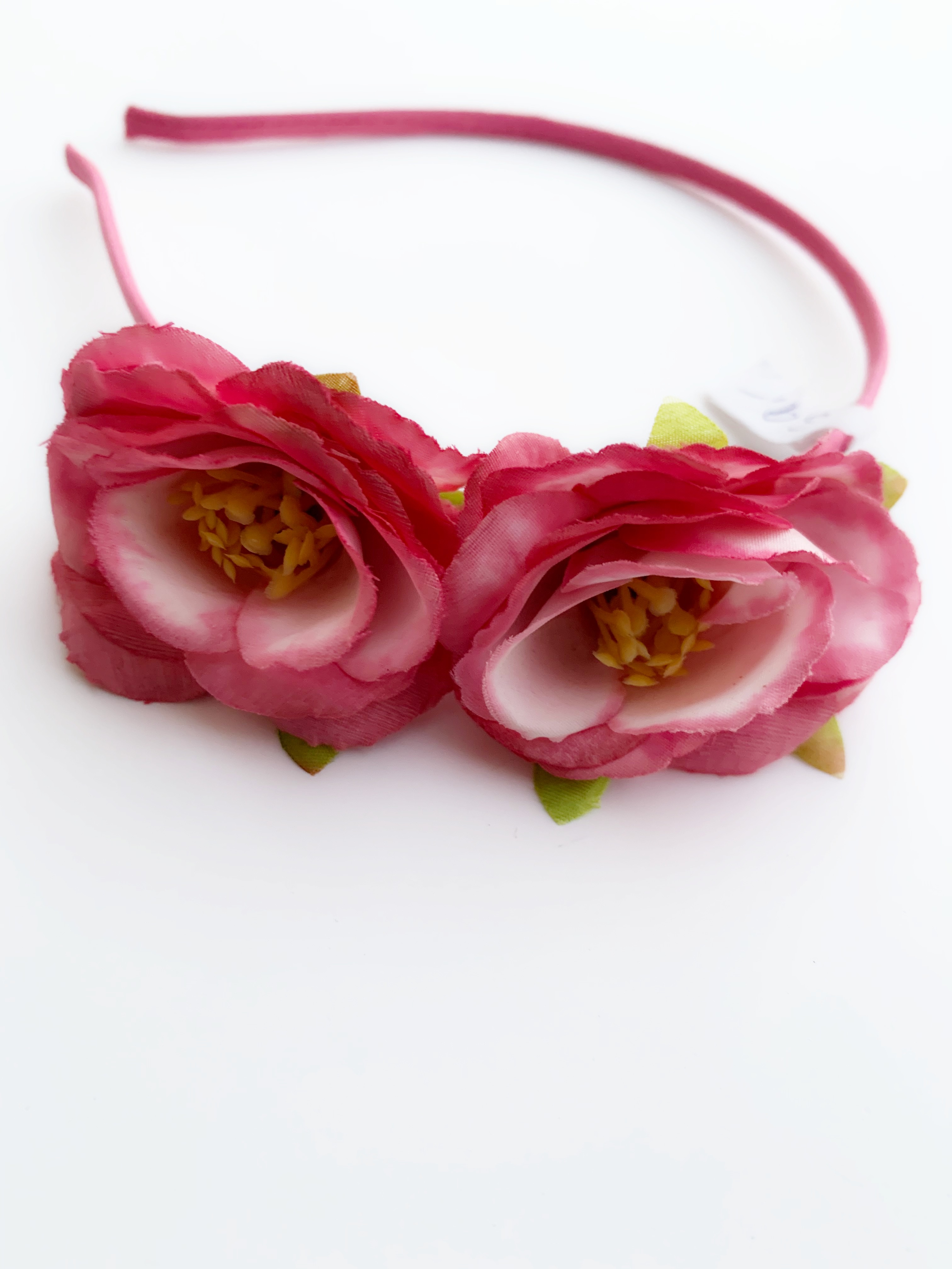 Čelenka 2 květy růžová