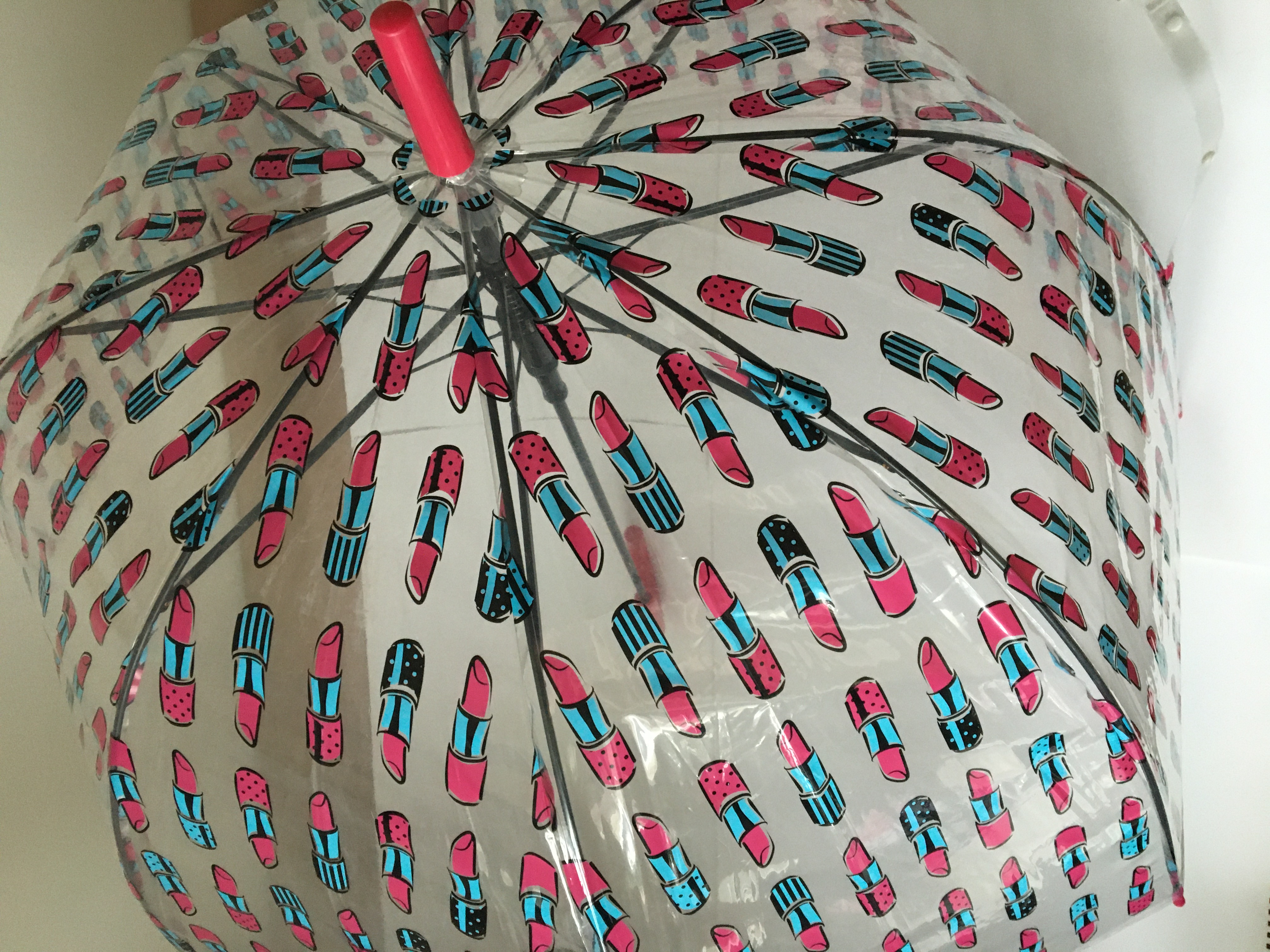 Deštník Lipstick průhledný vystřelovací holový