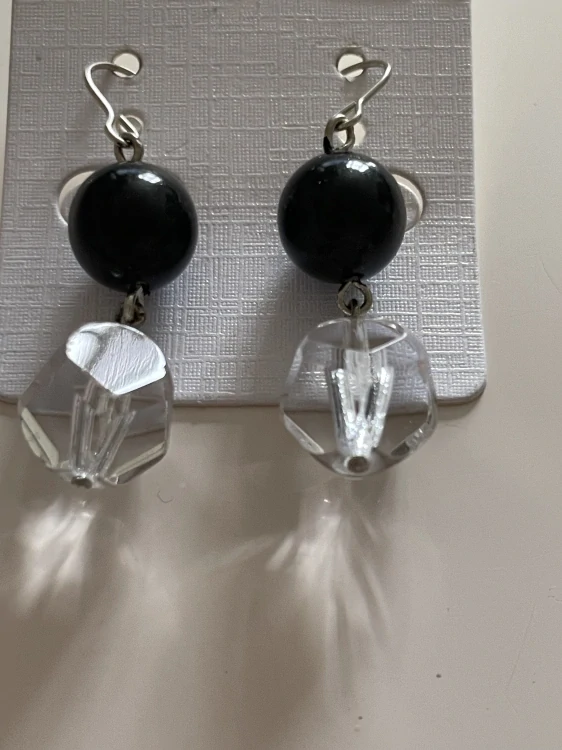 Fashion Jewelry náušnice černé s průhlednou 4-JP102