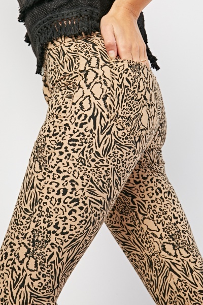 Džíny skinny animal print vel. 34