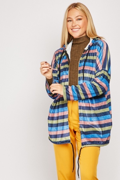 Bunda lehká pruhovaná velur vel. M