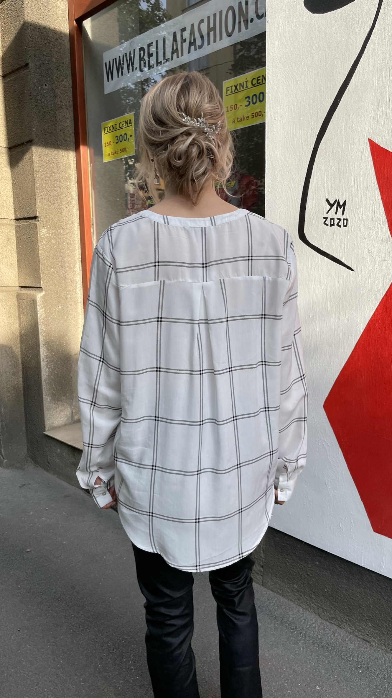 Halenka Only bílá kostkovaná vel.40