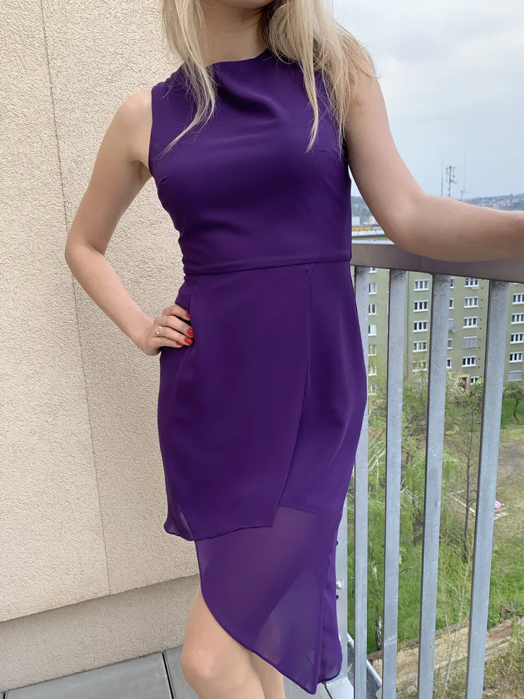 Šaty Asos fialové asymetrické vel. 34