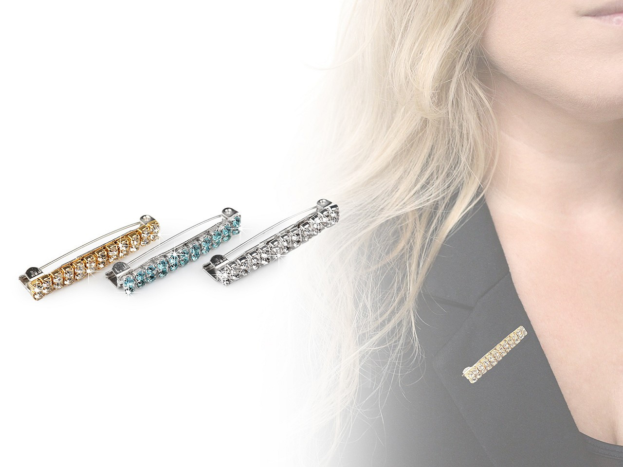 Brož štrasová zlatá malá