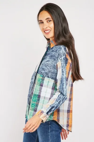 Halenka košilová Actuel barevná kostkovaná vel. S