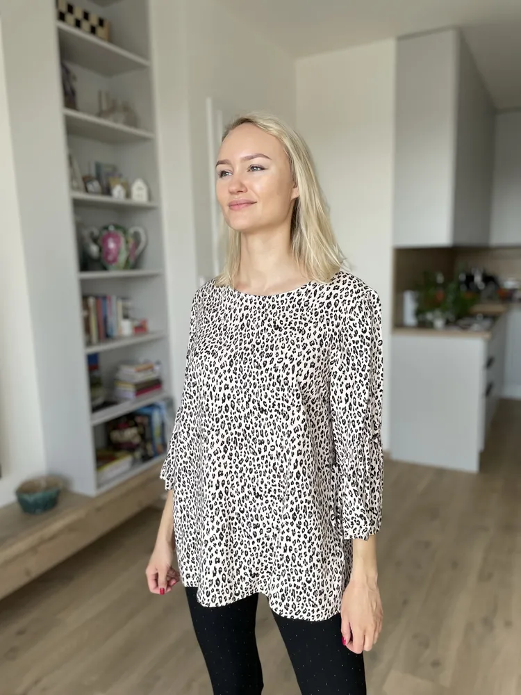 Halenka About You béžová s leopardím vzorem vel. L