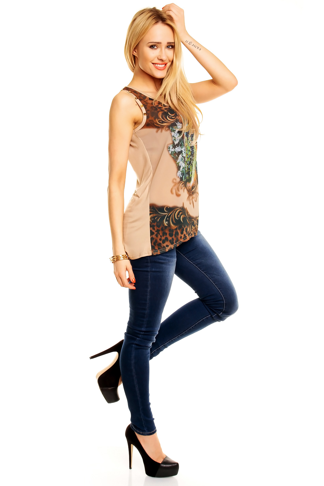 Top Angelie Paris viskózový se cvočky 