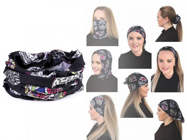 Šátek/nákrčník multifunkční lebky