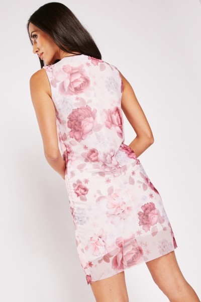 Šaty Refka růžové s květinami vel. S, M