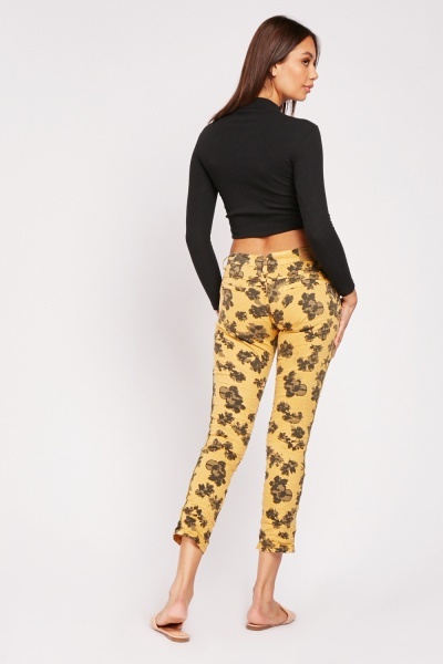 Džíny Place du Jour hořčicové se vzorem vel. 38, 40