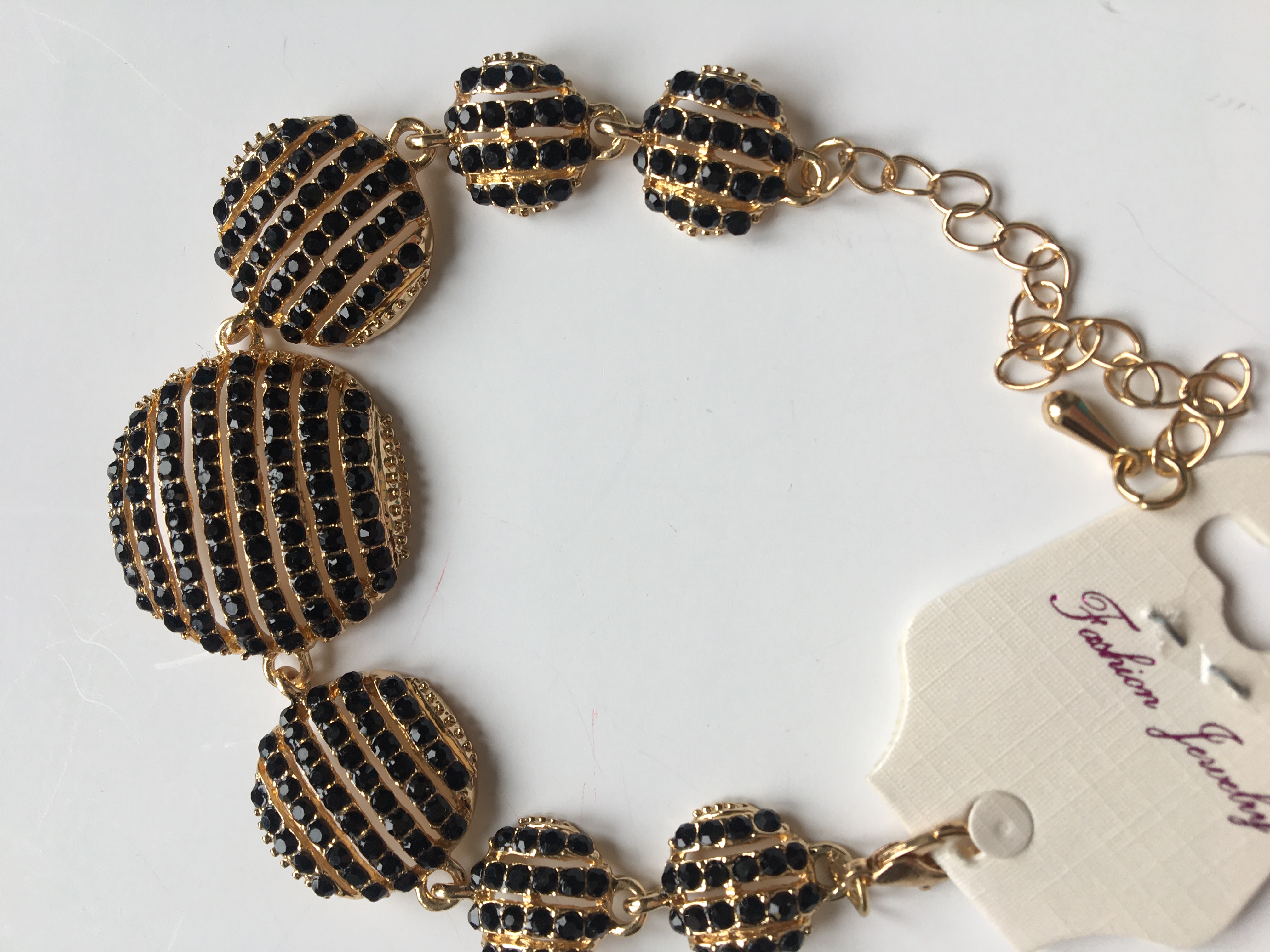 Fashion Jewelry náramek s černými kamínky 2-cc157