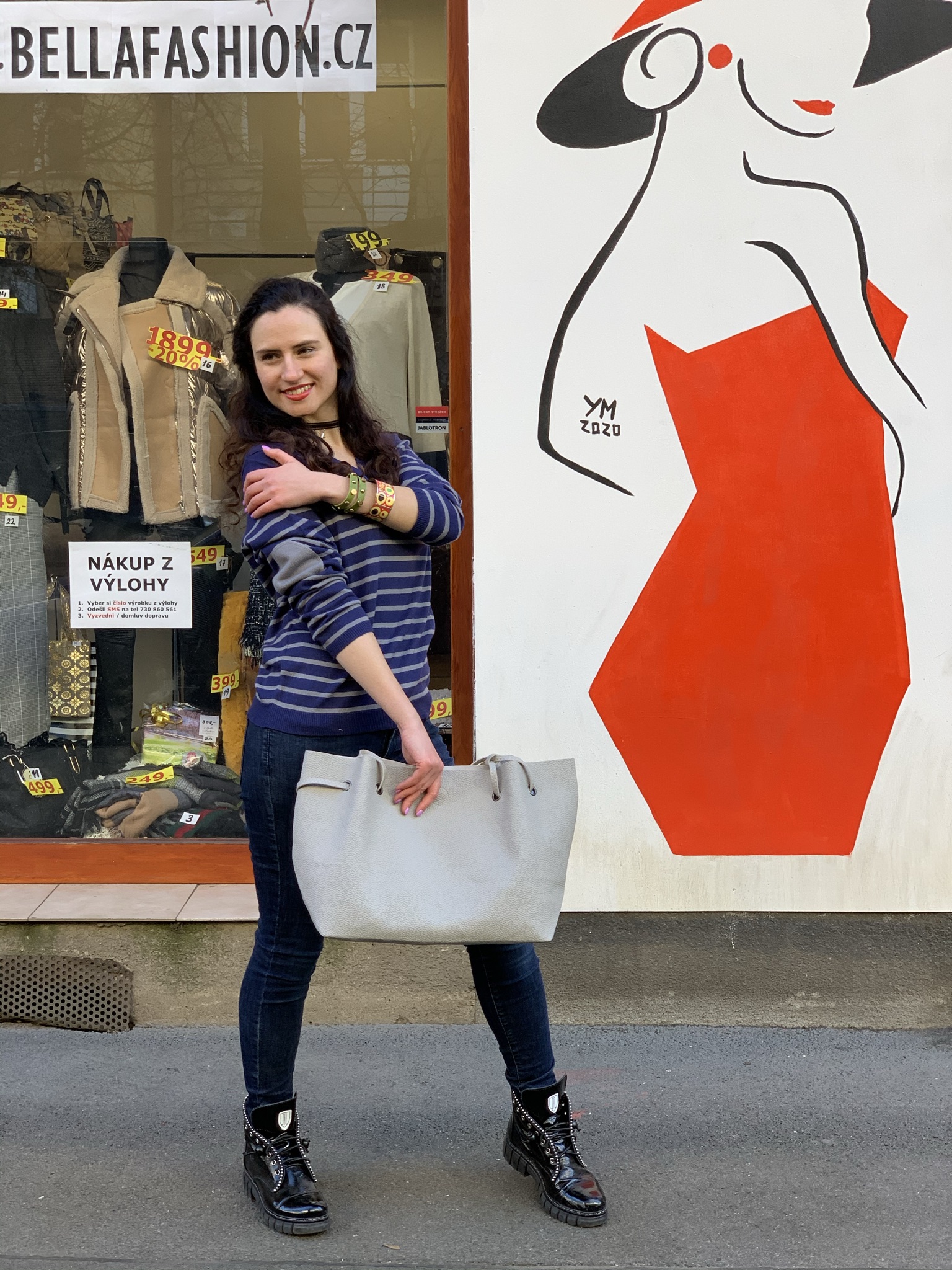 Kabelka Grey šedá velká 