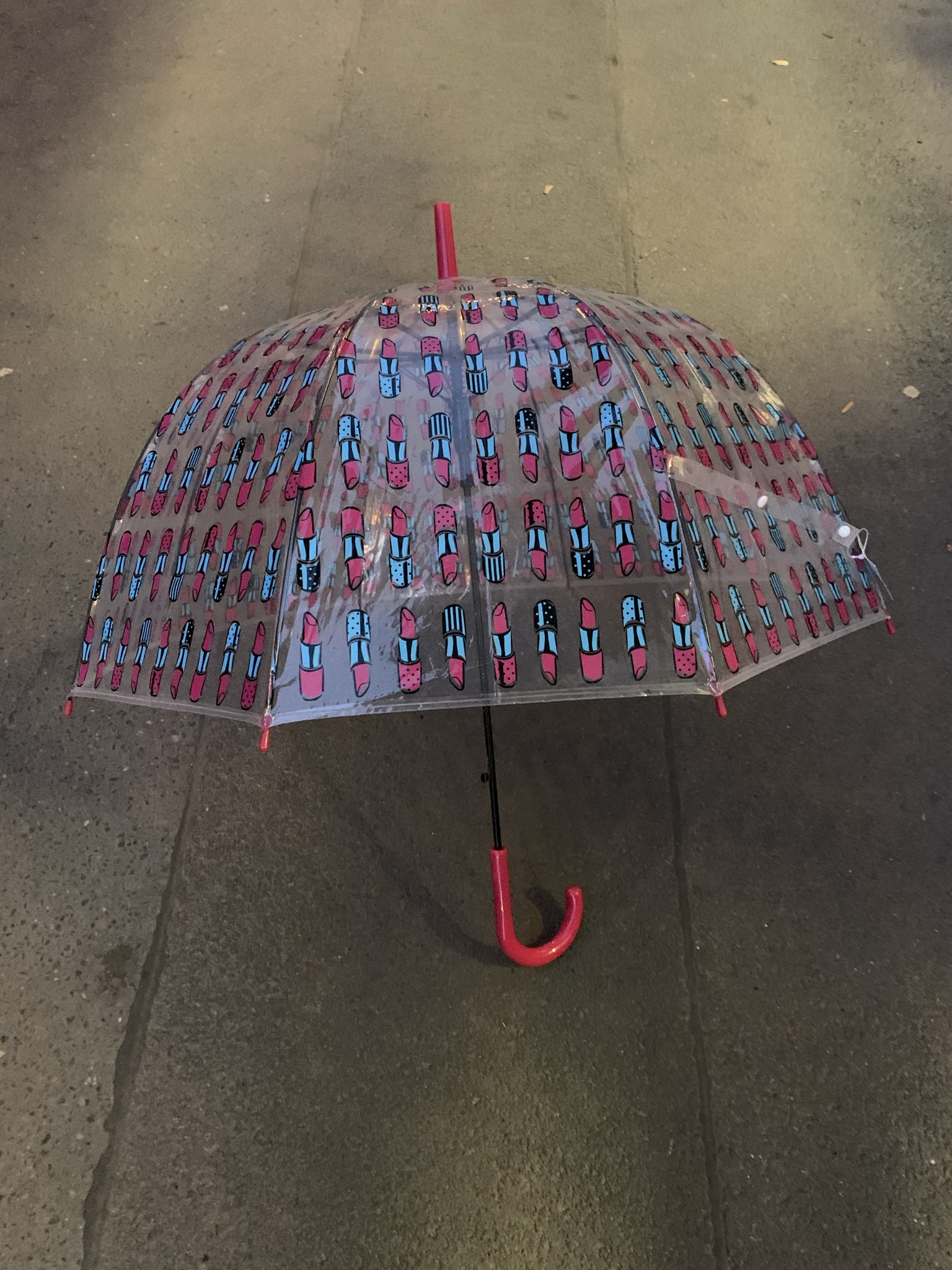 Deštník Lipstick průhledný vystřelovací holový