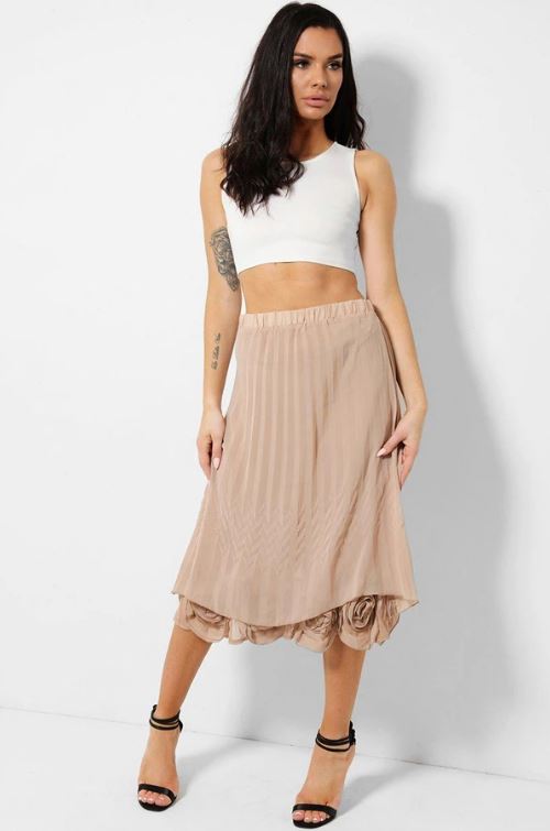 Sukně Morghy Art Stylist béžová s růžemi vel. M