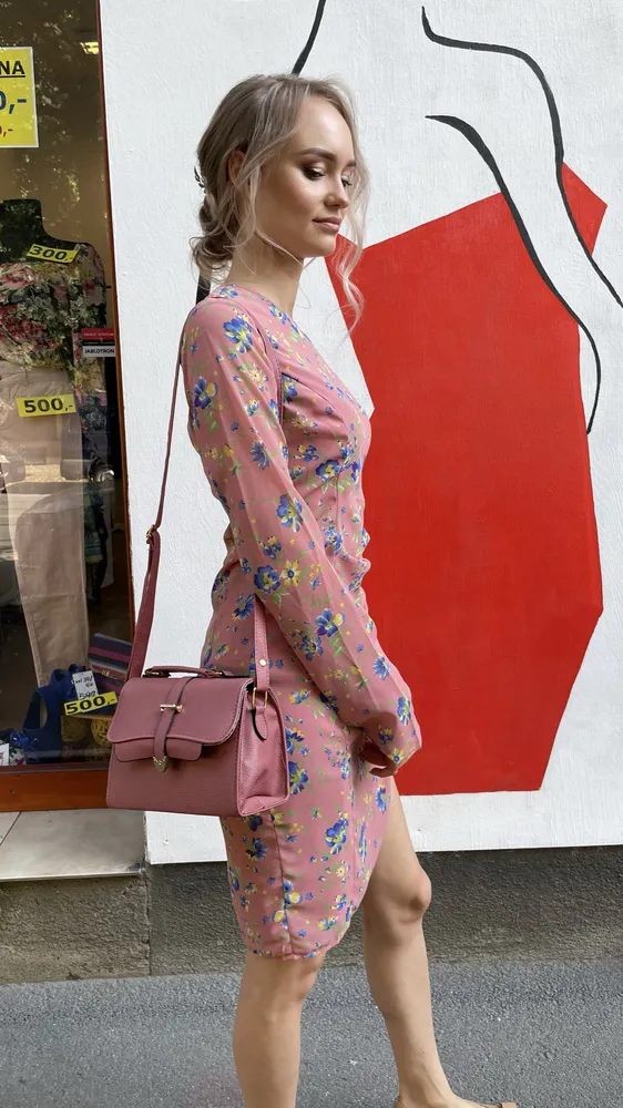 Šaty Asos růžové s květinami vel. XS