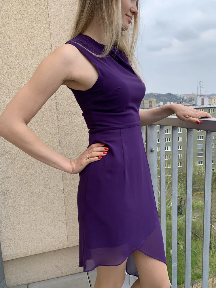 Šaty Asos fialové asymetrické vel. 34