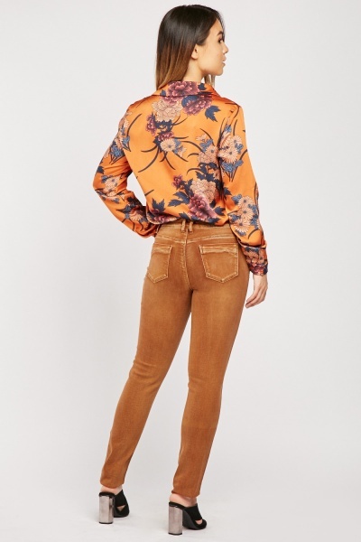 Džíny Onado skinny camel zdobené vel. S/36