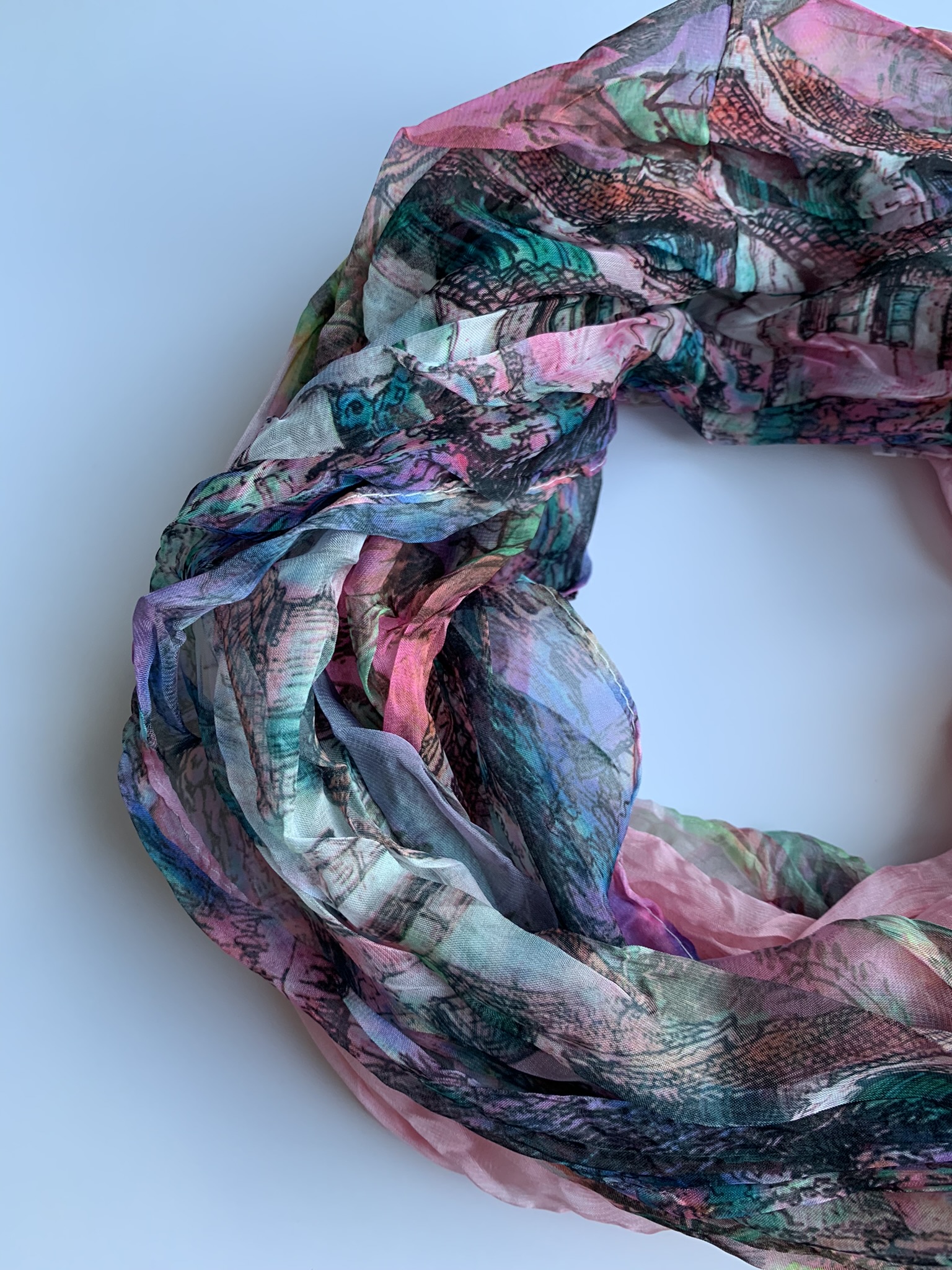 Šátek tunel růžový se vzorem