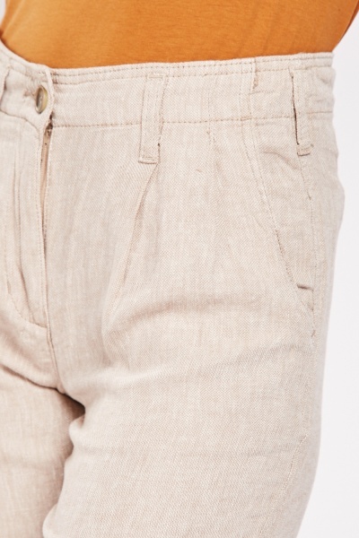 Kalhoty lněné béžové vel. 40