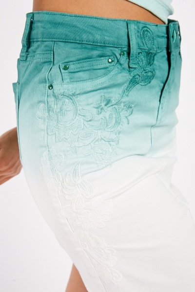 Sukně Bisou d'Eve denim bílo-zelená vel. 34, 36