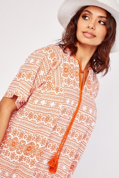 Šaty/tunika Emi-jo Ethnic Print oranžová