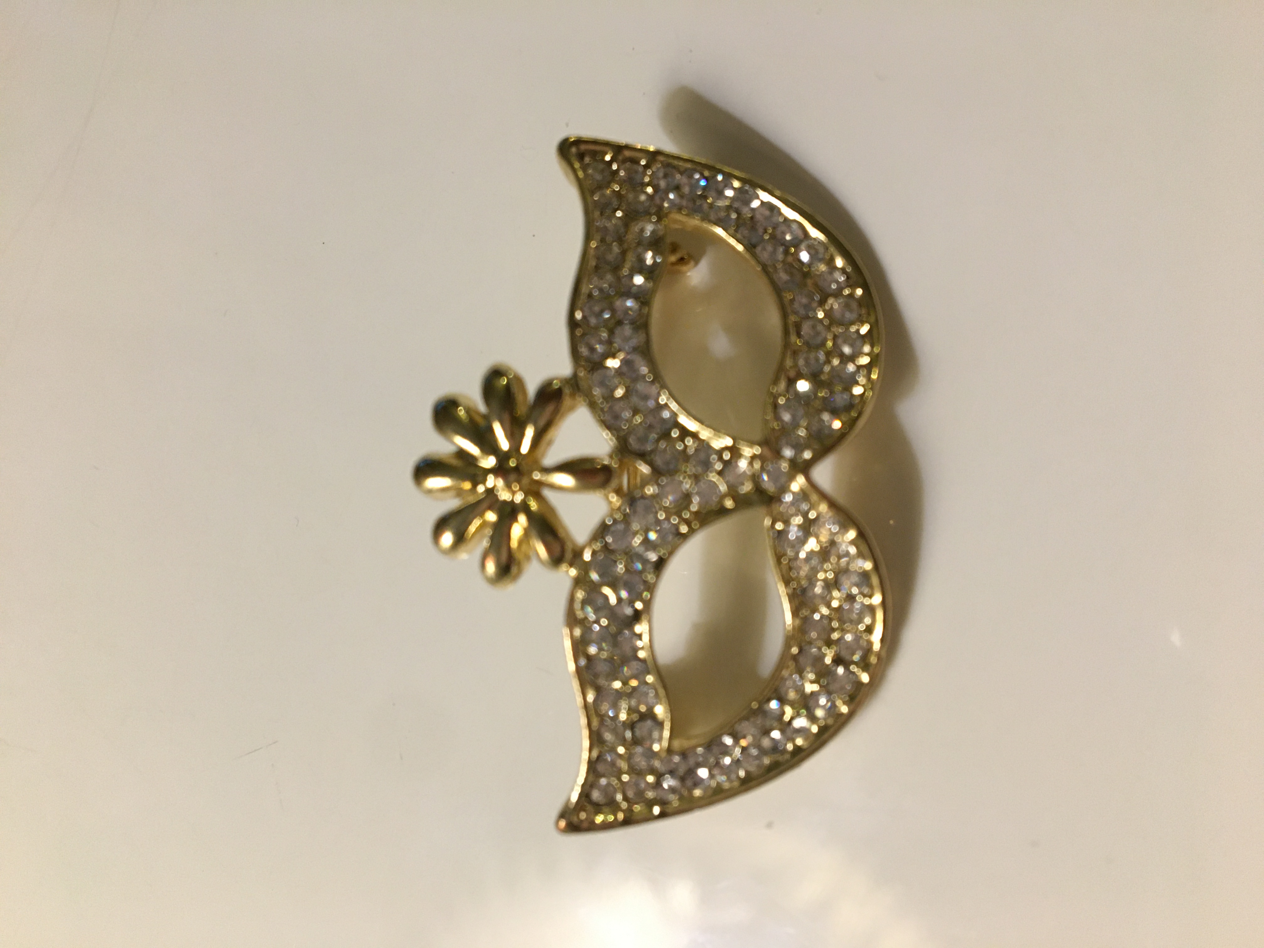 Fashion Jewelry brož zlatá maska s kamínky 175952
