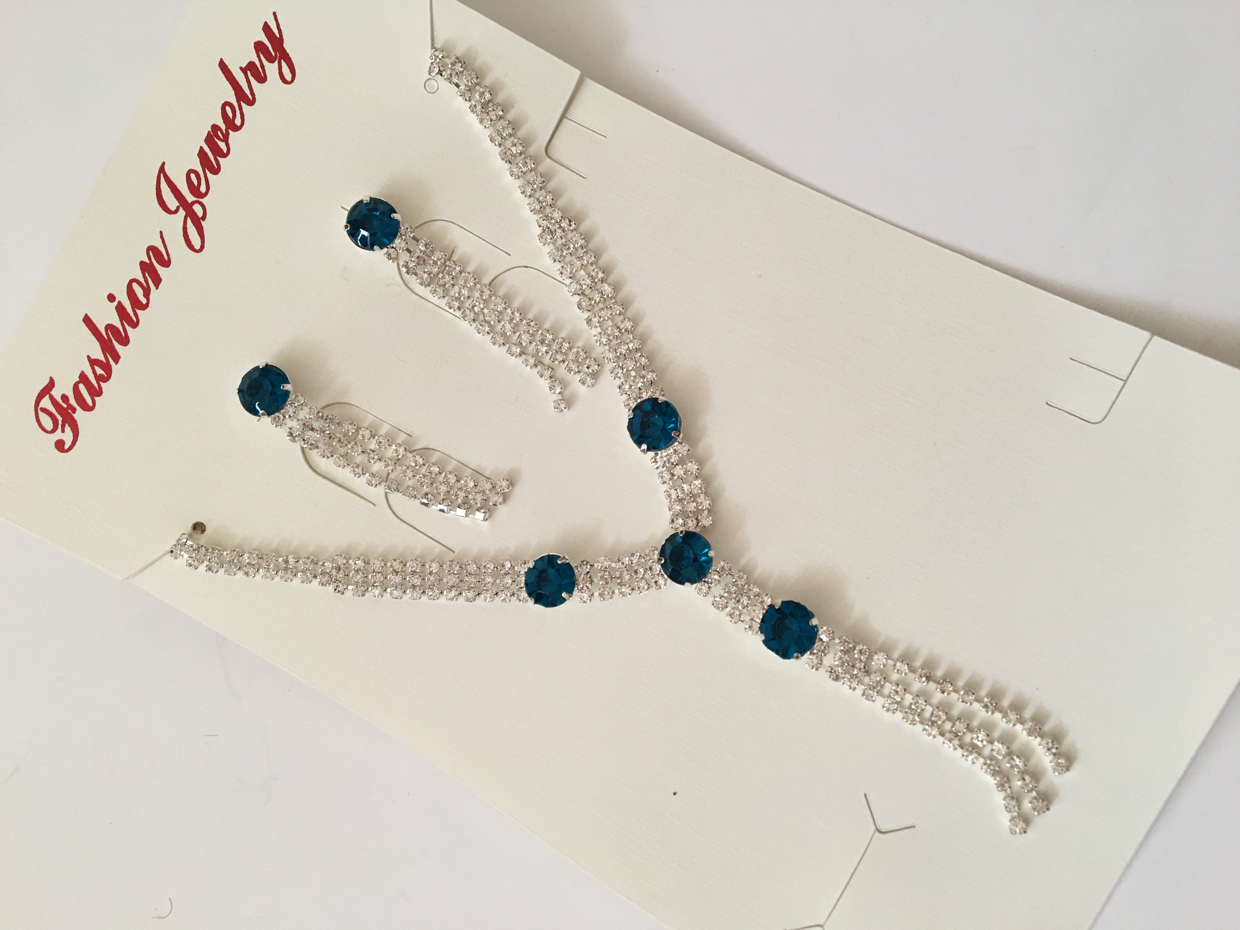 Fashion Jewelry souprava štrasová tyrkysová 8-bn430