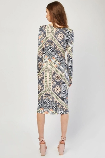 Šaty Ethnic Print Bodycon Dress mix barev vel. 36