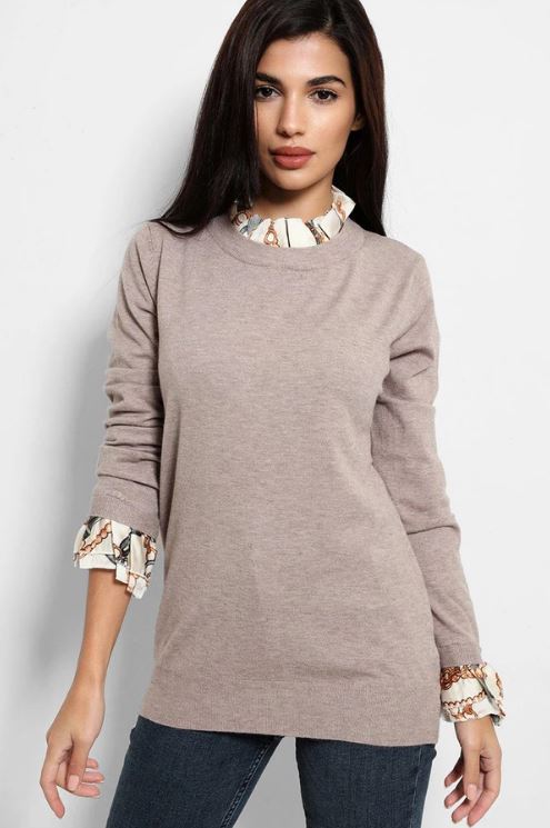 Svetr Laetitia MEM šedo-hnědý uni