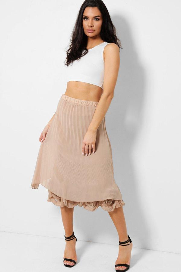 Sukně Morghy Art Stylist béžová s růžemi vel. M