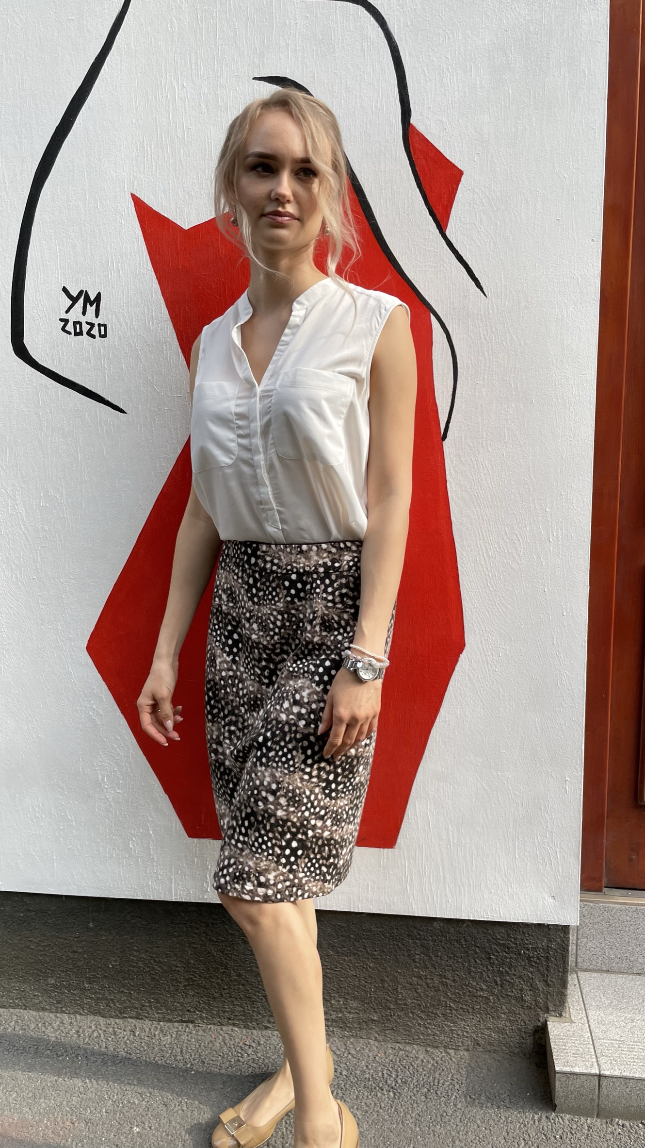 Sukně Agasta hnědo-bílá vel. S