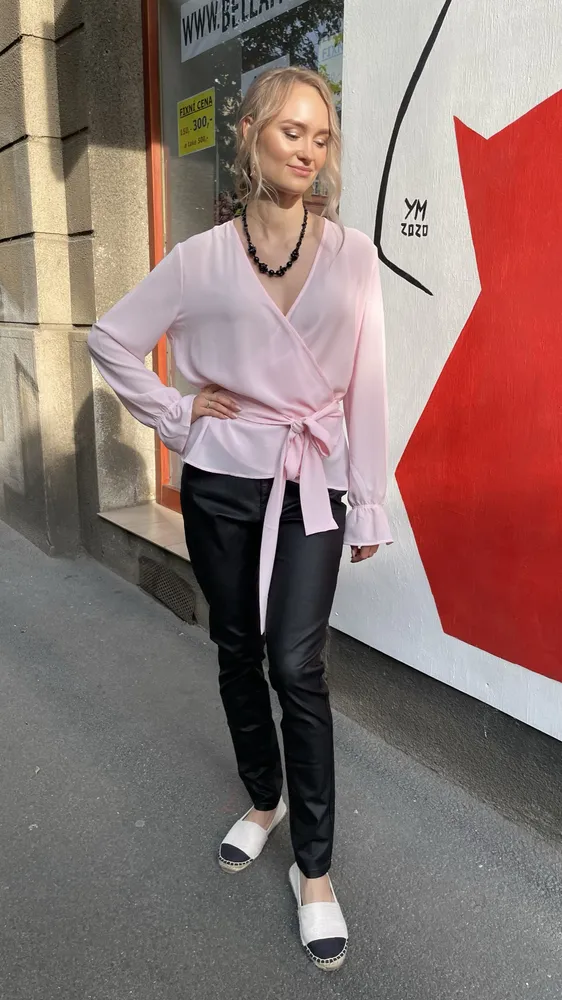 Halenka Sisley růžová zavinovací vel. M