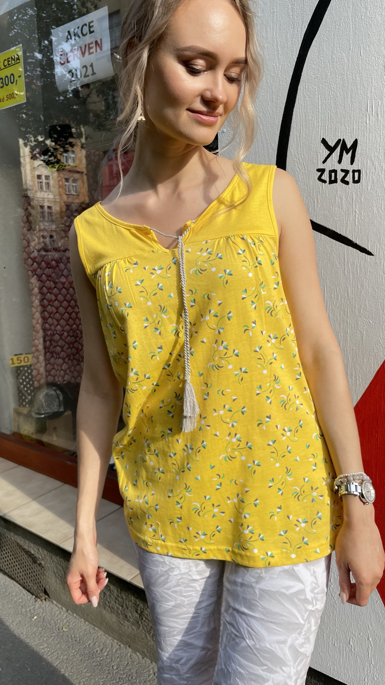 Top Blancheporte žlutý se zavazováním vel. 38