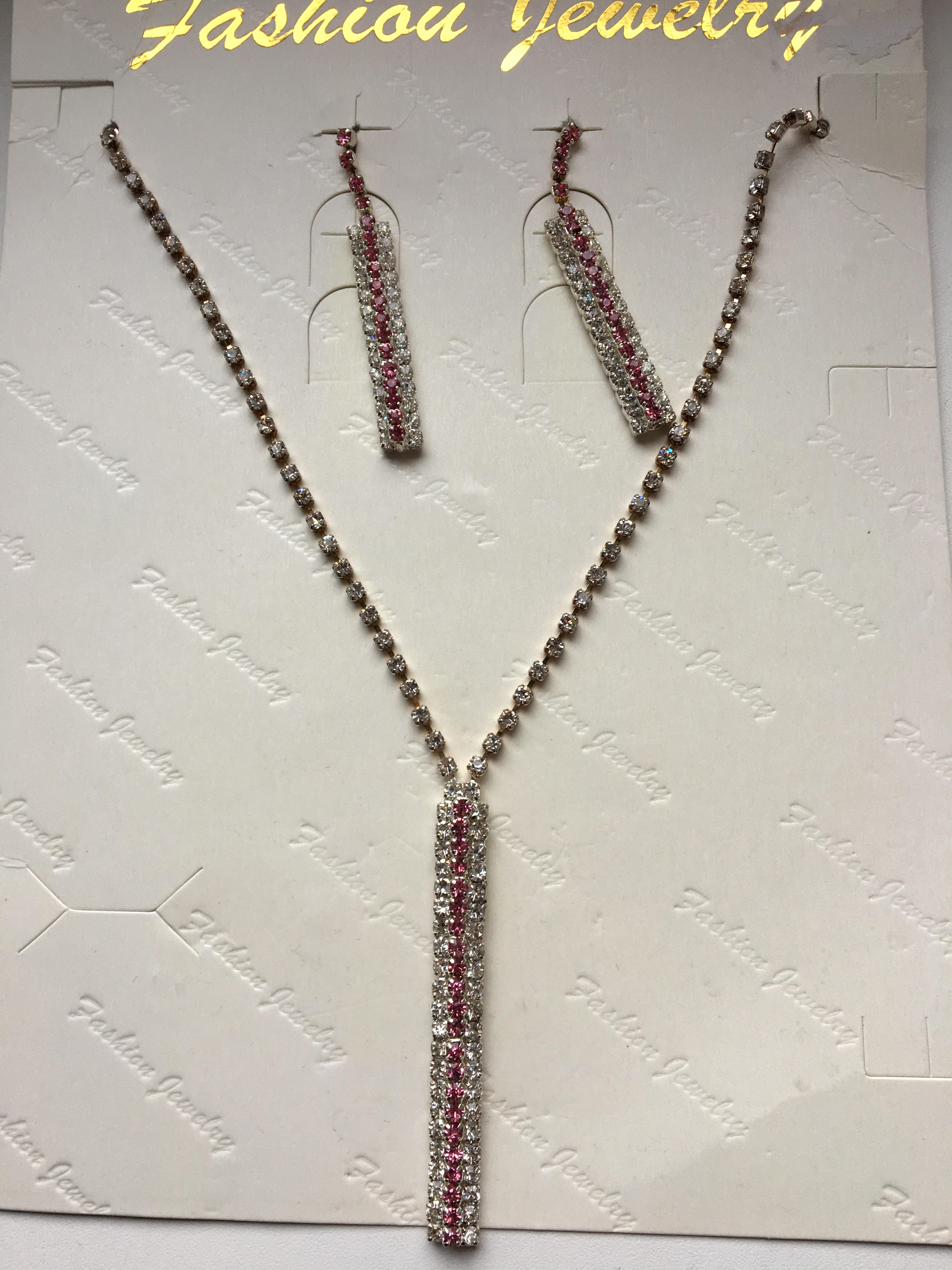 Fashion Jewelry souprava štrasová růžová 8-bn346