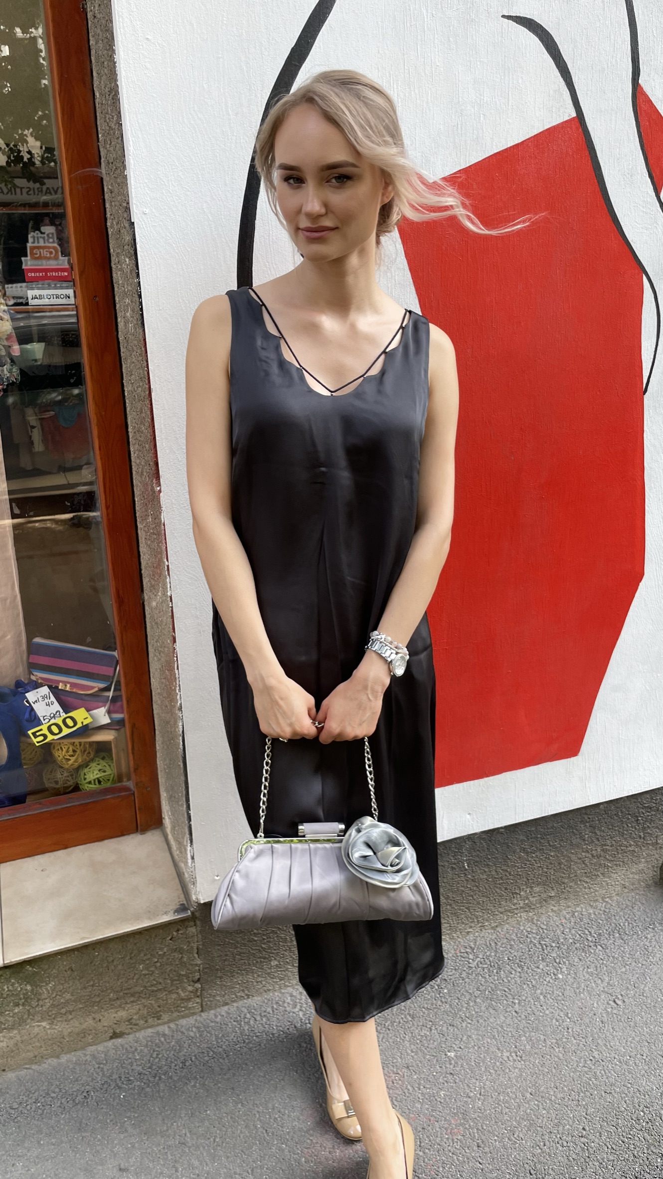 Kabelka společenská šedá