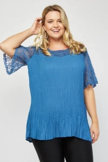Halenka F.D. Joseph plisovaná modrá vel. XL