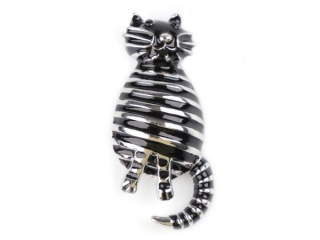 Fashion Jewelry brož kočka černá s pruhy 133547